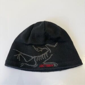 Arc'teryx Black Beanie Toque with Gray Bird and Red Logo